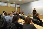 Professor Elizabeth Cohn instructs her first-year seminar students in her course 